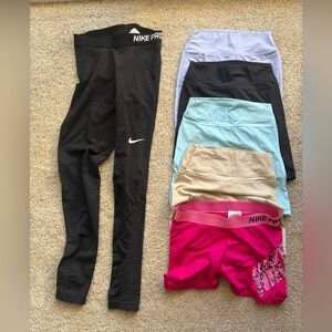 Women's Athletic Bottoms Bundle - nike, Black, Pink, Tan, Light Blue, small